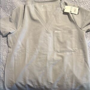 Figs Light Gray Scrub Top